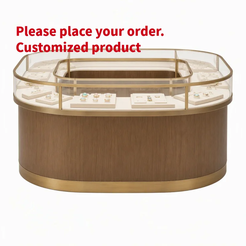 custom.Custom Wooden Metal Glass Jewelry Display Unit LED Lighting OEM ODM Distributor Retail Project