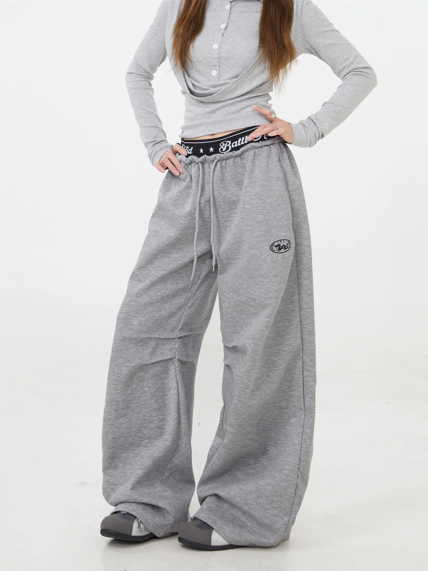 Casual Jazz Dance Adjusting Sports Pants High Waist Hip Hop Dancing Long Pants Straight Leg Cotton Polyester Blend Casual Tro...