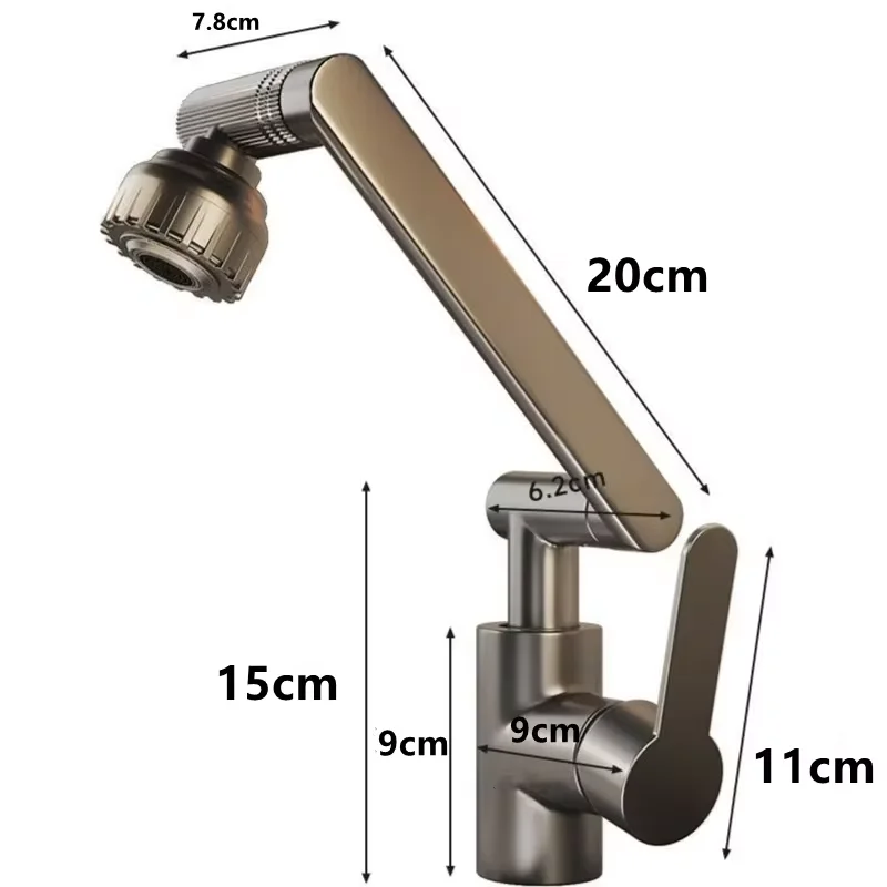 Mechanical Arm Universal Faucet Bathroom Kitchen Splashproof Faucet Bathroom Countertop Basin Hot and Cold Tap Faucet Accessorie