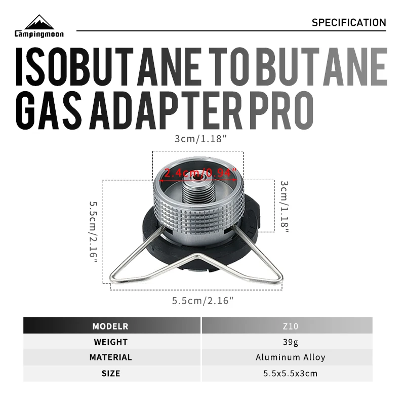 Z10 Butane Adapter with Bracket for Outdoor Camping Gas Cartridge Head Conversion Nozzle Bottle Type Input Screw Valve Output