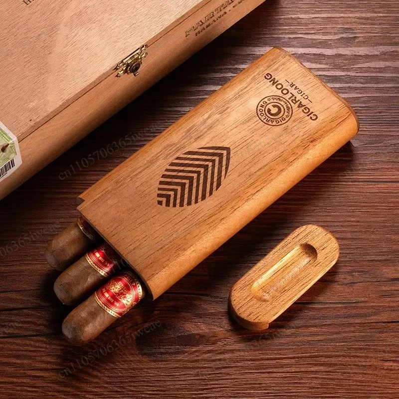 Portable Sliding Cover Cigar Tube Box Humidor Gift Cedar Wood Cigar Case Humidor Box Moisturizing Box Case Wooden Cigar Humidor - view 5