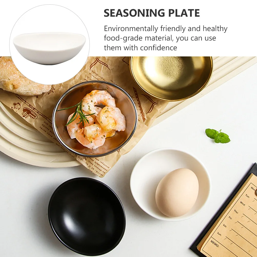 

4Pcs Small Egg Shape Sauce Plates Stable Base for Serving Mustard Soy Vinegar Dipping Sauce Seasoning Dish Tray