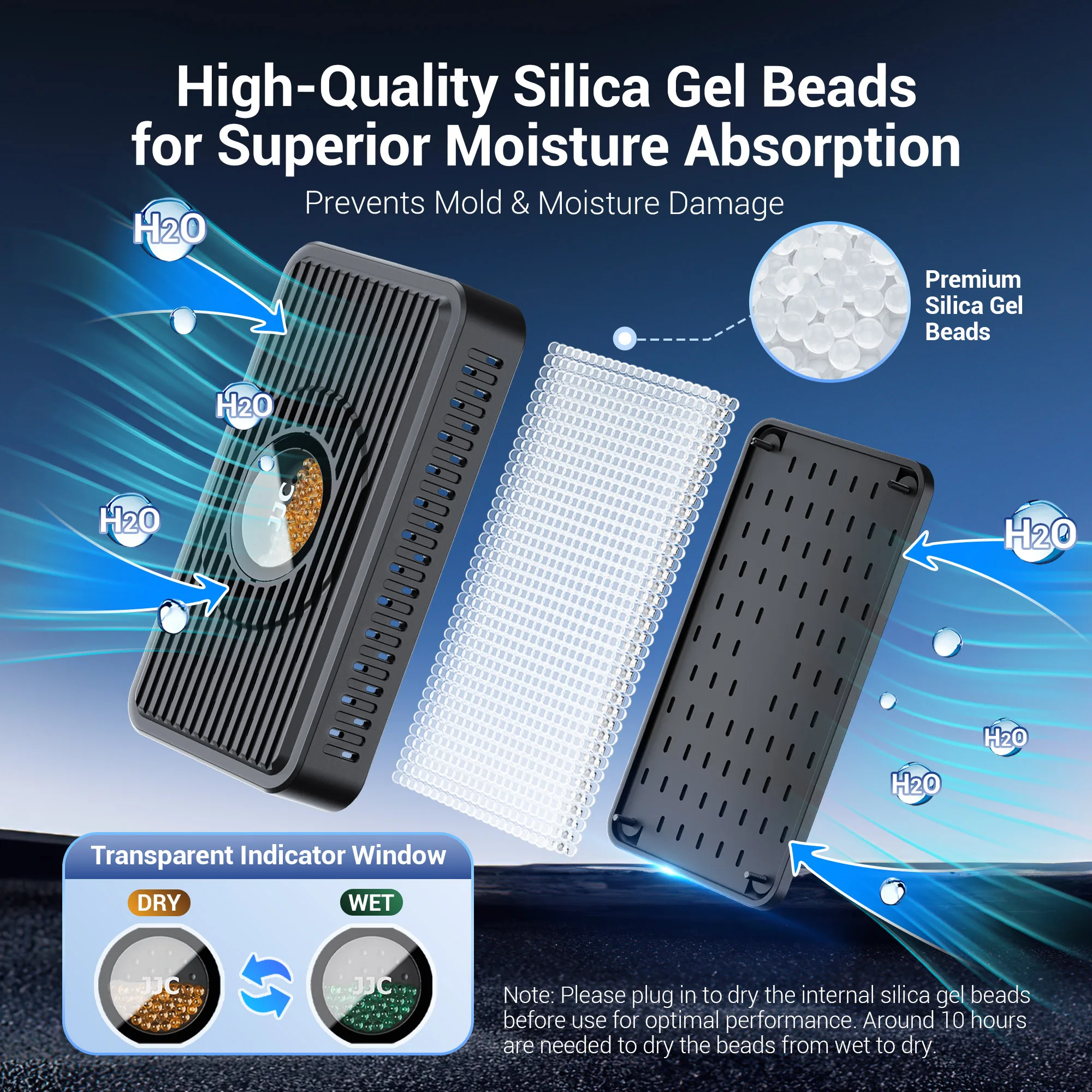 JJC قابلة لإعادة الاستخدام مزيل الرطوبة بطاقة امتصاص الرطوبة الإلكترونية لمجاهر DSLR حافظة مقاومة للرطوبة ملحقات الكاميرا