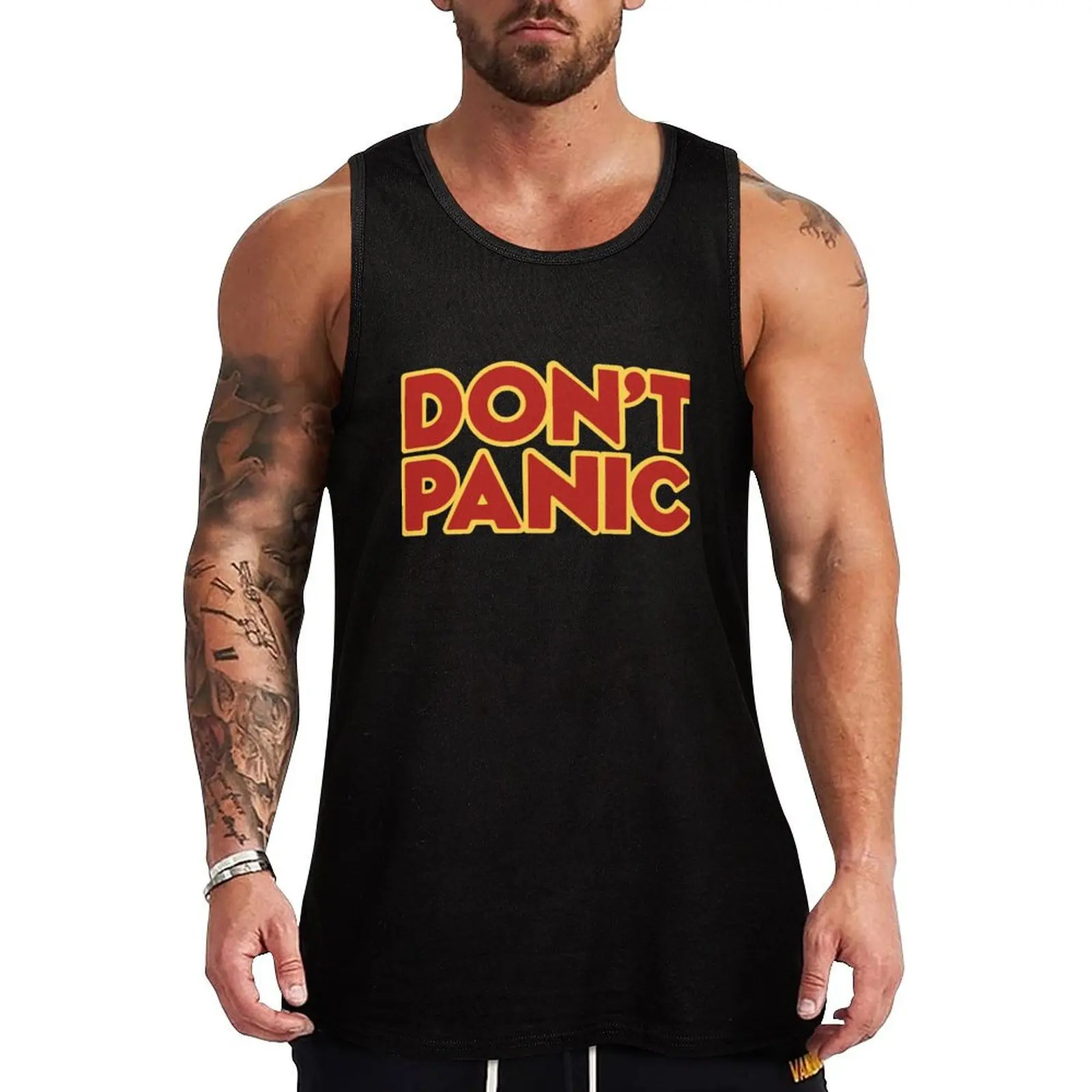 Hitchhiker Galaxy Don't Panic Tank Top gym clothes man Male vest sleeveless tshirts for men