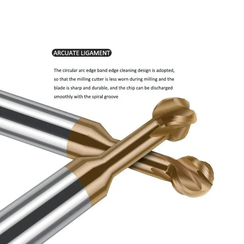 WOY Tungsten Coated Lollipop Ball Cutter Alloy for Aluminum Arch Ball End Milling Cutter Forming Milling  RBall Cutter R0.5-10