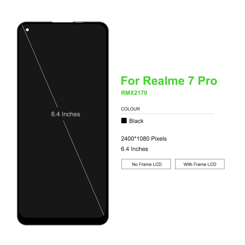 AMOLED TFT Realme 7 Pro Screen For OPPO Realme 7 Pro RMX2170 Lcd Display Digital Touch Screen With Frame Assembly Replacement