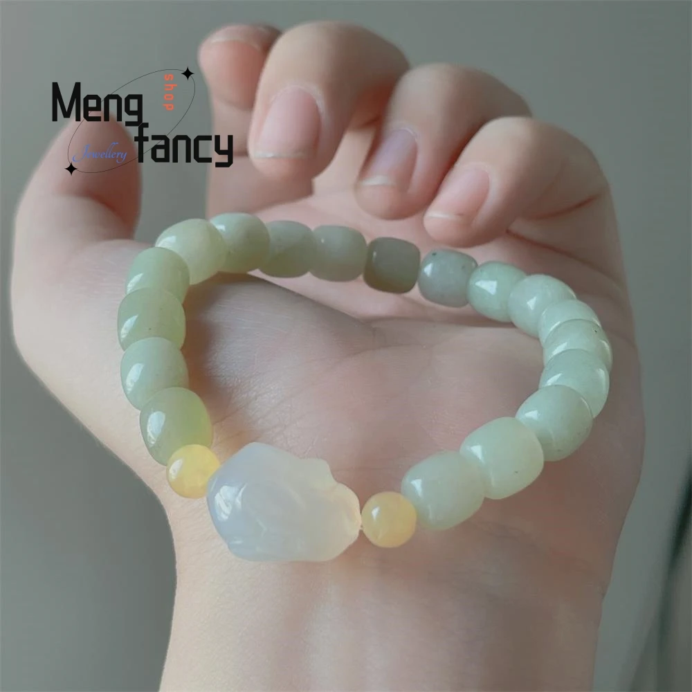 Natural New Female Simple Gentle Tianshan Cui Chalcedony Bracelet String National Style Exquisite Popular Fashion Luxury Jewelry