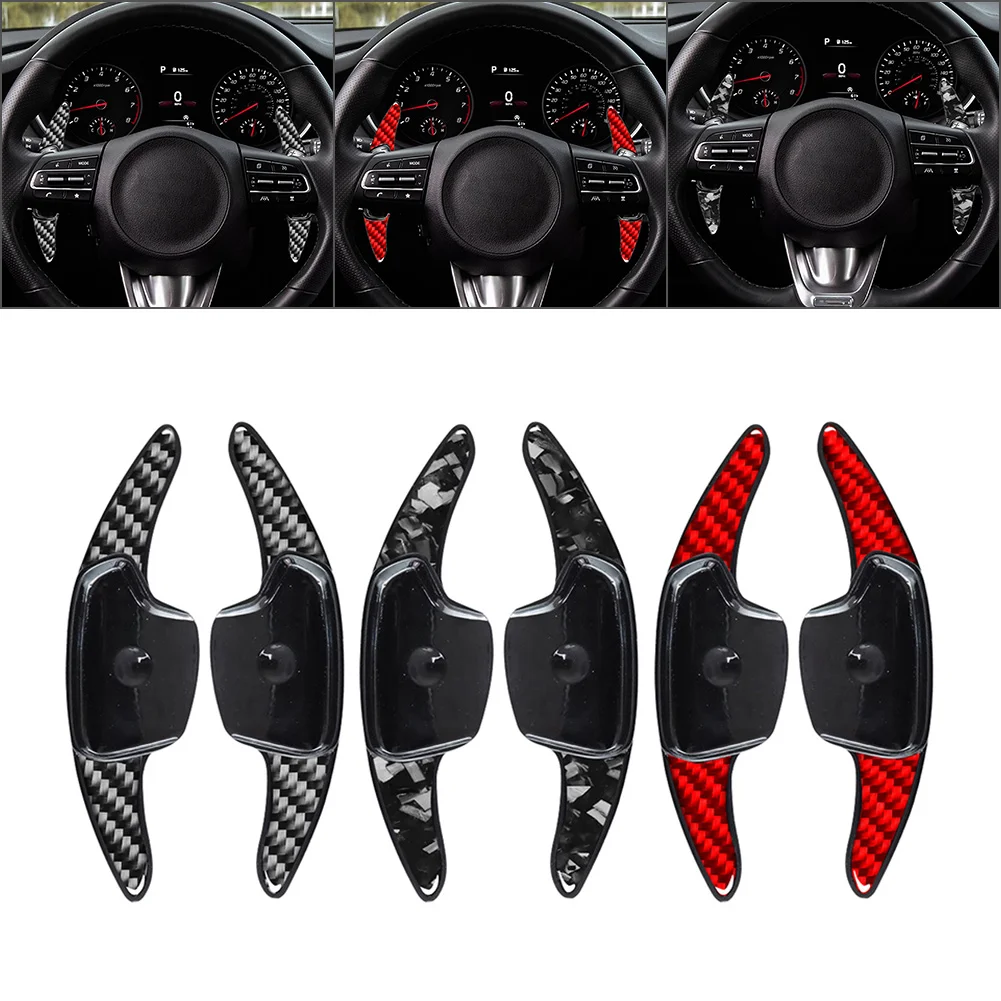 2Pcs Carbon Fiber Car Steering Wheel Shifter Shift Paddle Extension For Kia K3 2019 2020 2021 2022 2023