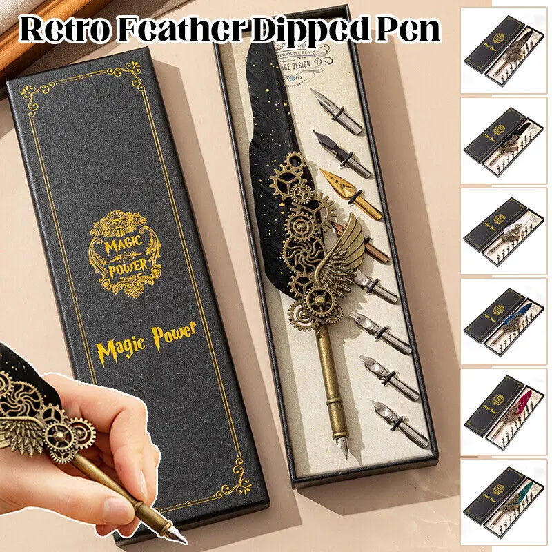 Retro Feder getaucht Stift europäischen Stil Vintage Kalligraphie Kunst Briefpapier Feder Stift Tinte Stift Füll federhalter Signatur