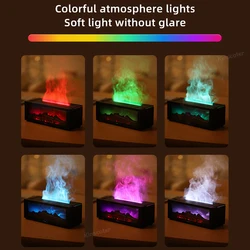 Fireplace Air Humidifier Waterless Auto-Off Aroma Essential Oil Diffuser With Led Light & Control For Home Bedroom Gift