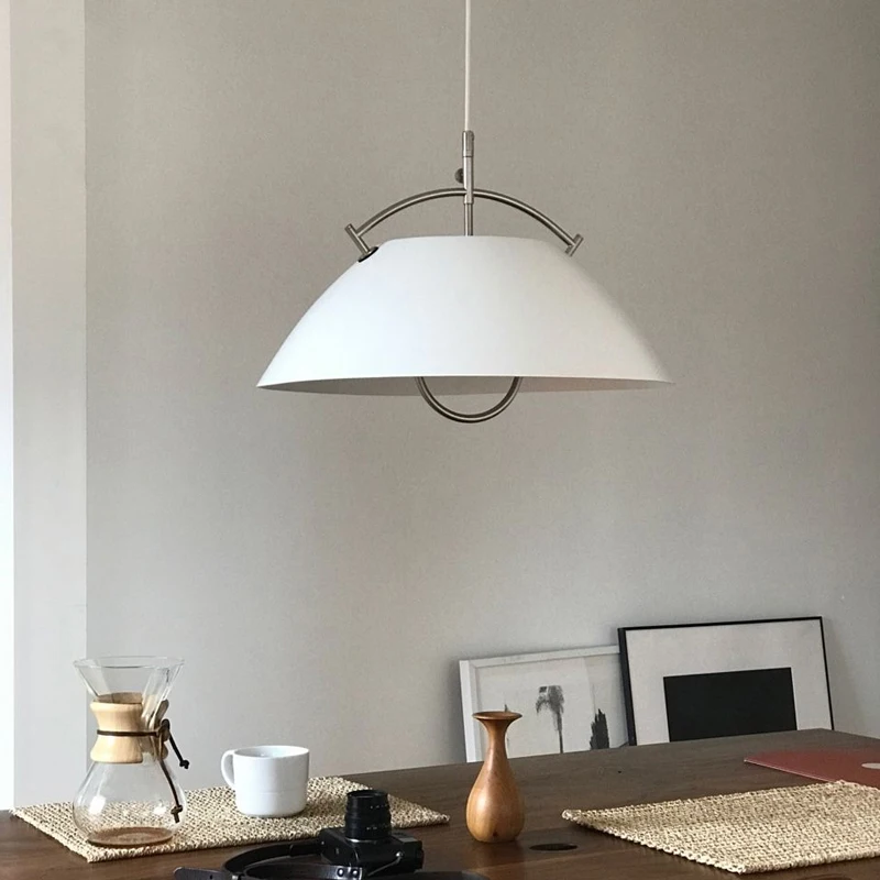 

Современный дизайнерский черно-белый металлический креативный подвесной светильник для гостиной, столовой, E27, декоративная подвесная лампа