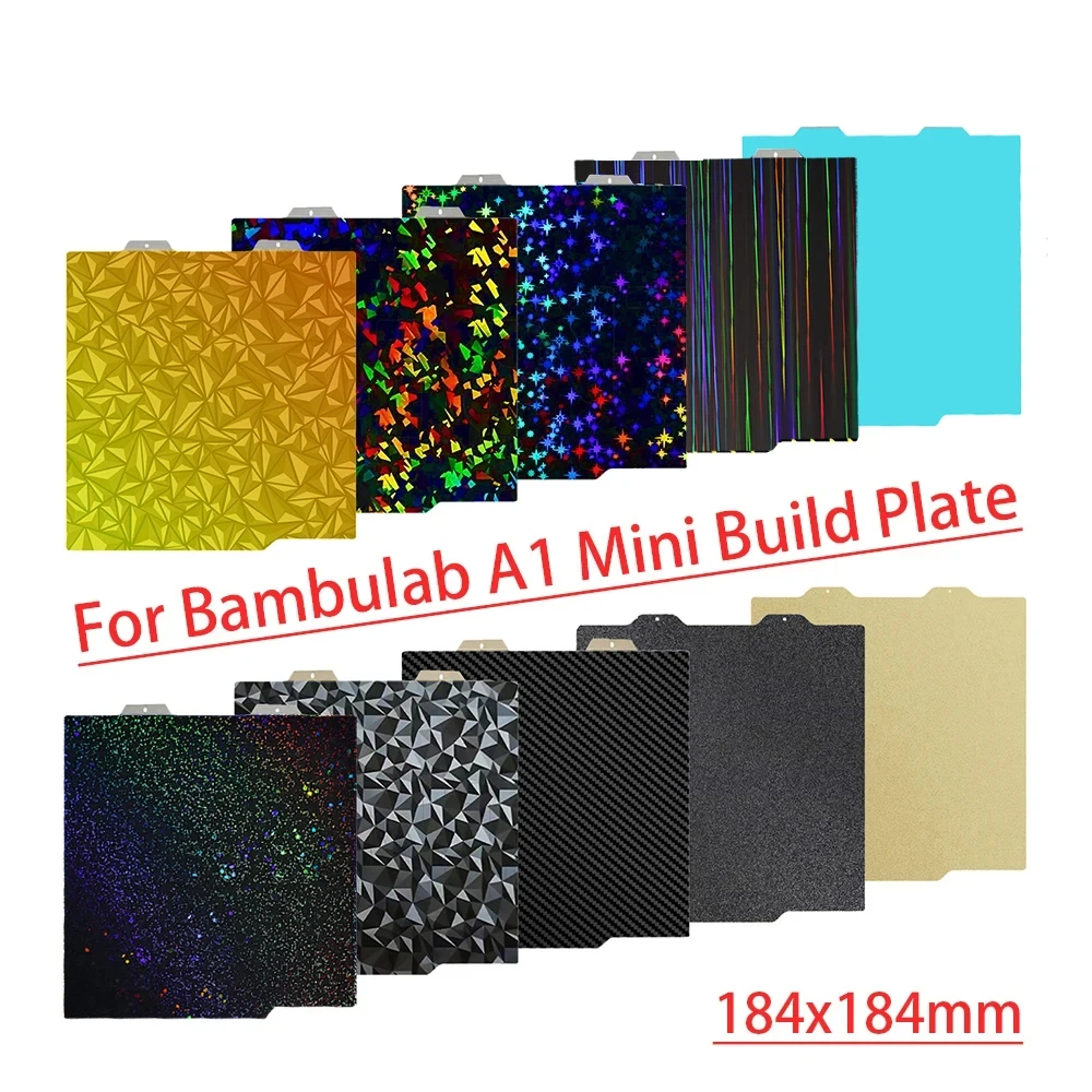 184x184mm For Bambu Lab A1 Mini Build Plate H1H PEY PEO PET PEI Smooth Textured Bambulabs Bed Spring Steel Sheet Pei Sheet