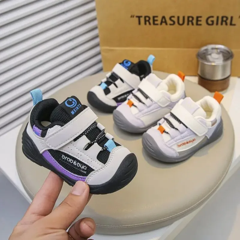 

Повседневная обувь для мальчиков, дышащая детская прогулочная обувь с сетчатым носком на липучке, весна-осень 2021, детские кроссовки с мягкой подошвой