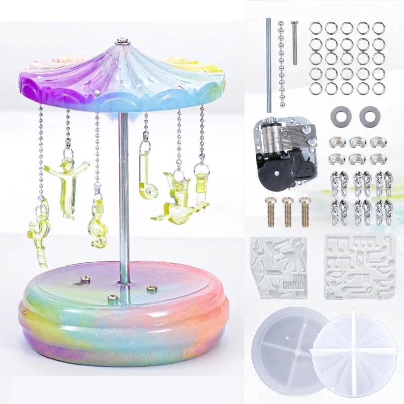 

3XUA Silicone Mold Carousel Swing Table Ornament Mold DIY Music Box Making Material Handmade Crafts Supplies Room Decoration