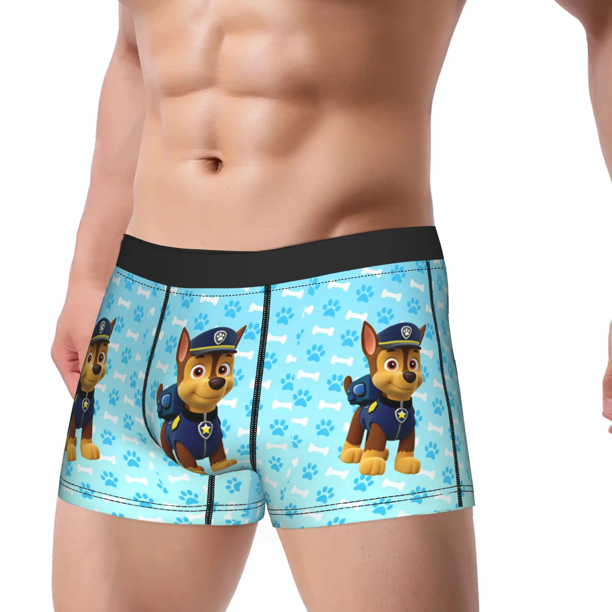 Paw Dogs Chase Police Puppy Portrait Underwear  Men Underpants Pattern Comfortable Trunk Hot Sale Boxer Brief Big Size