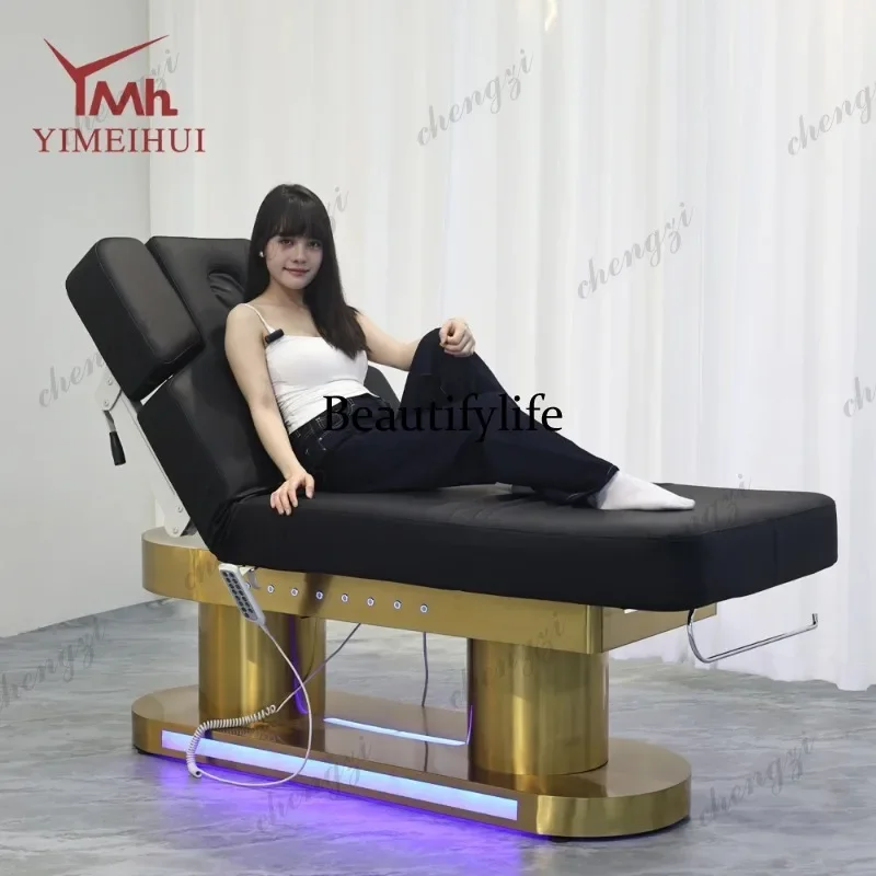M138 TTT Luxury Eyelash Bed Heating Tilting 4 Motors Salon Facial Lash Beauty Bed Spa Medical Treatment Massage Table