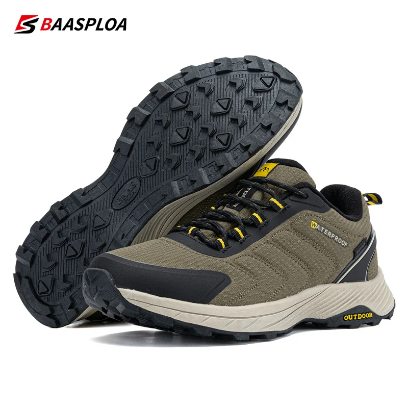 Baasploa Men's Hiking Shoes Non-Slip Comfortable Outdoor Sneaker for Men Waterproof Keep Warm Male Walking Sports Shoes 2022 New