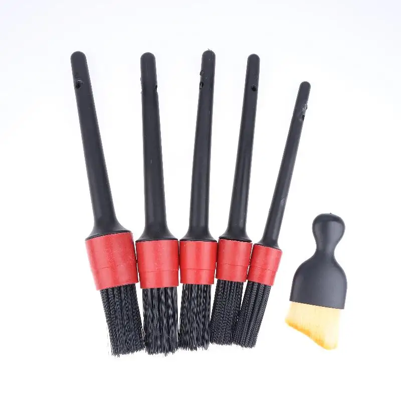 6Pcs Car Detailing Brush Professional Cleaning Set for Wheels Dashboard Air Vent Engine Interior Multi Use Kit