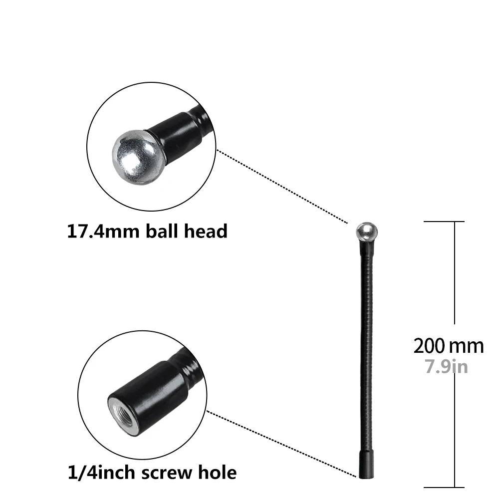 Flexible Metallrohrstange Einbeinstativ Selfie Stick Ständer mit 1/4 Zoll Schraube/Kugelkopf-Verlängerungsarm für Kamerastativ-Handy – Detail 15
