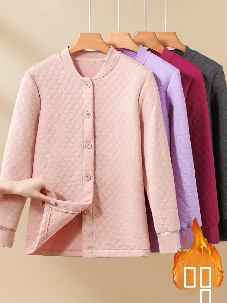 

Женский зимний теплый Thiened Long Sve, хлопковая вставка, воротник-стойка, топ, свободный крой, открытый кардиган, чистый цвет, большие размеры