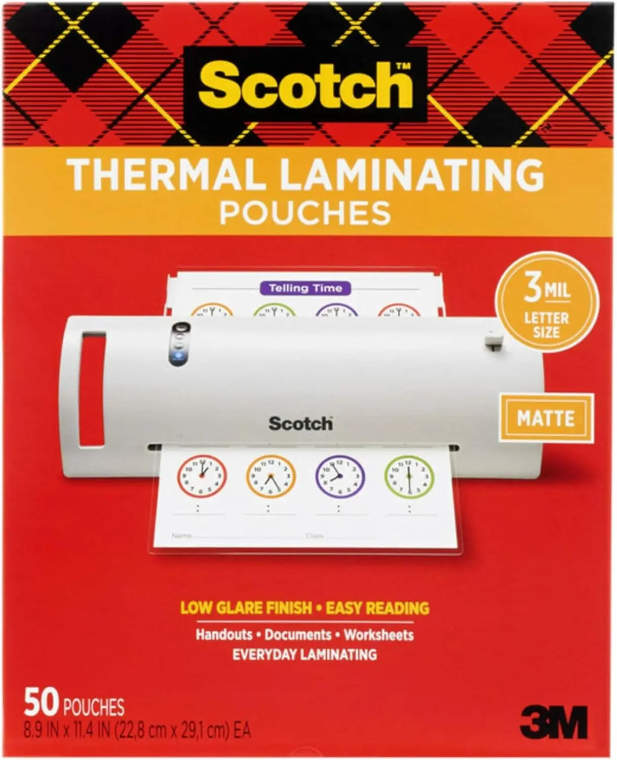 

Matte Thermal Laminating Pouches, Ultra Clear, Letter Size 8.9x11.4in, 50-Pack