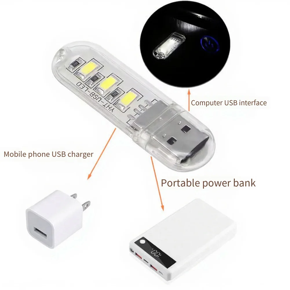 USB Night Light With Three High-brightness 5730 LED Beads Portable USB Night Light Energy-Saving High Brightness Tools Parts