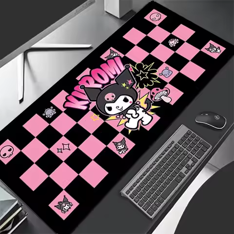 2025Kuromi Mousepad Leather Mouse Pad Gaming Carpet Anime Sanrio Keyboard Pads Rug Mouse Pads Laptop Extended Desk Mat Gamer Gif