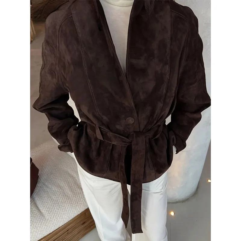 

Новинка: Женские пальто в стиле ретро из вельвета с поясом, свободного кроя, с длинными рукавами, V-образным вырезом, на шнуровке, однотонные, весенняя уличная одежда