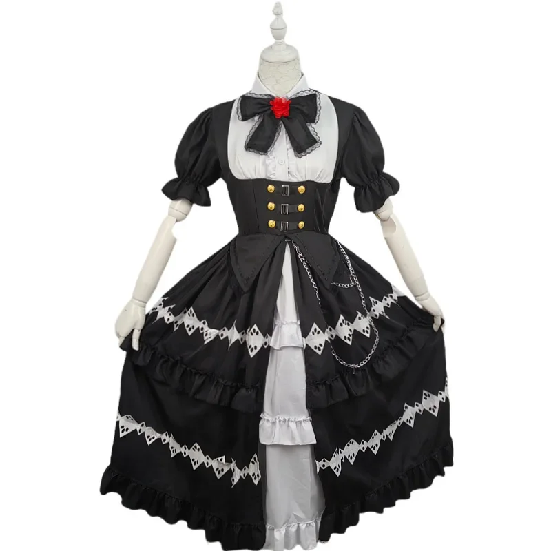 Anime DATE A LIVE Tokisaki Kurumi Cosplay Costume Nightmare Black Gothic Lolita Princess Dress Woman Kawaii Carnival Party Suit