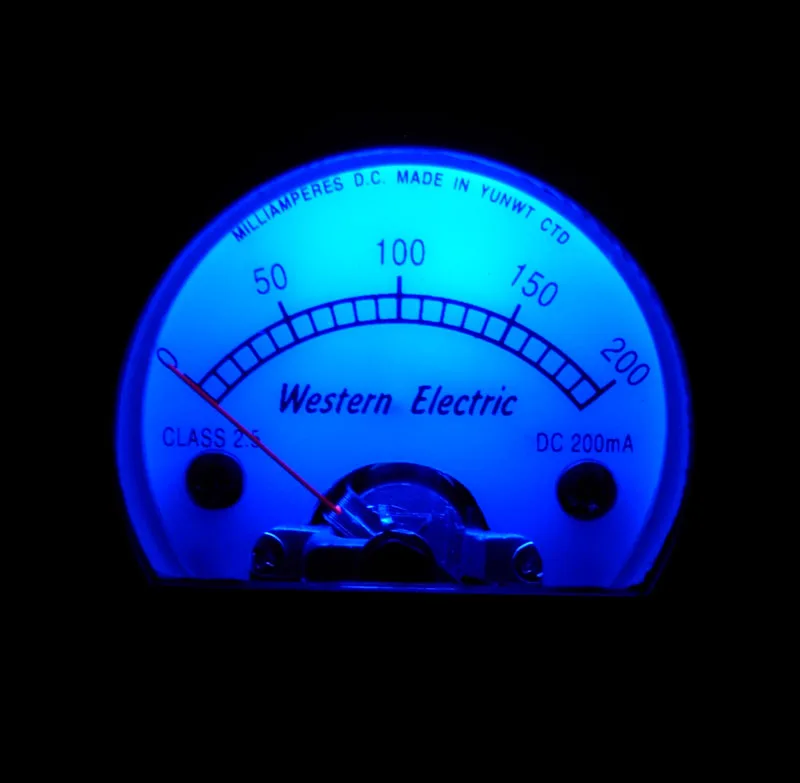 S52mm DC 200MA Pointer Ammeter, Lake Blue Backlight, Imitating Classic Dial