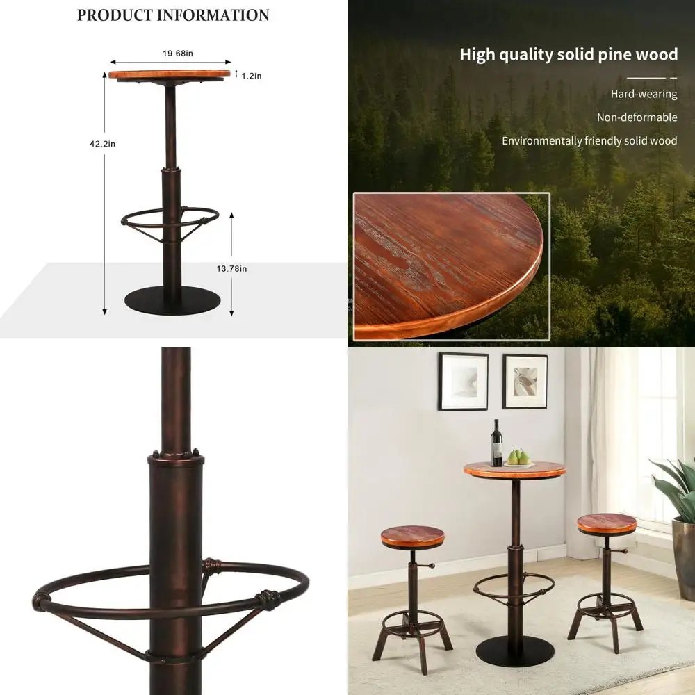 

Медное металлическое основание 42,2 высокий круглый стол из соснового дерева для кухни, столовой, кофейни
