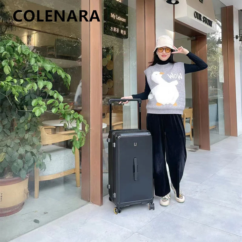 COLENARA 26 "28" 30 "32" 34 بوصة حقيبة عالية الجودة ذات سعة كبيرة حقيبة تروللي بعجلات صندوق كلمة المرور حقيبة سفر على طراز عربة الأمتعة #2