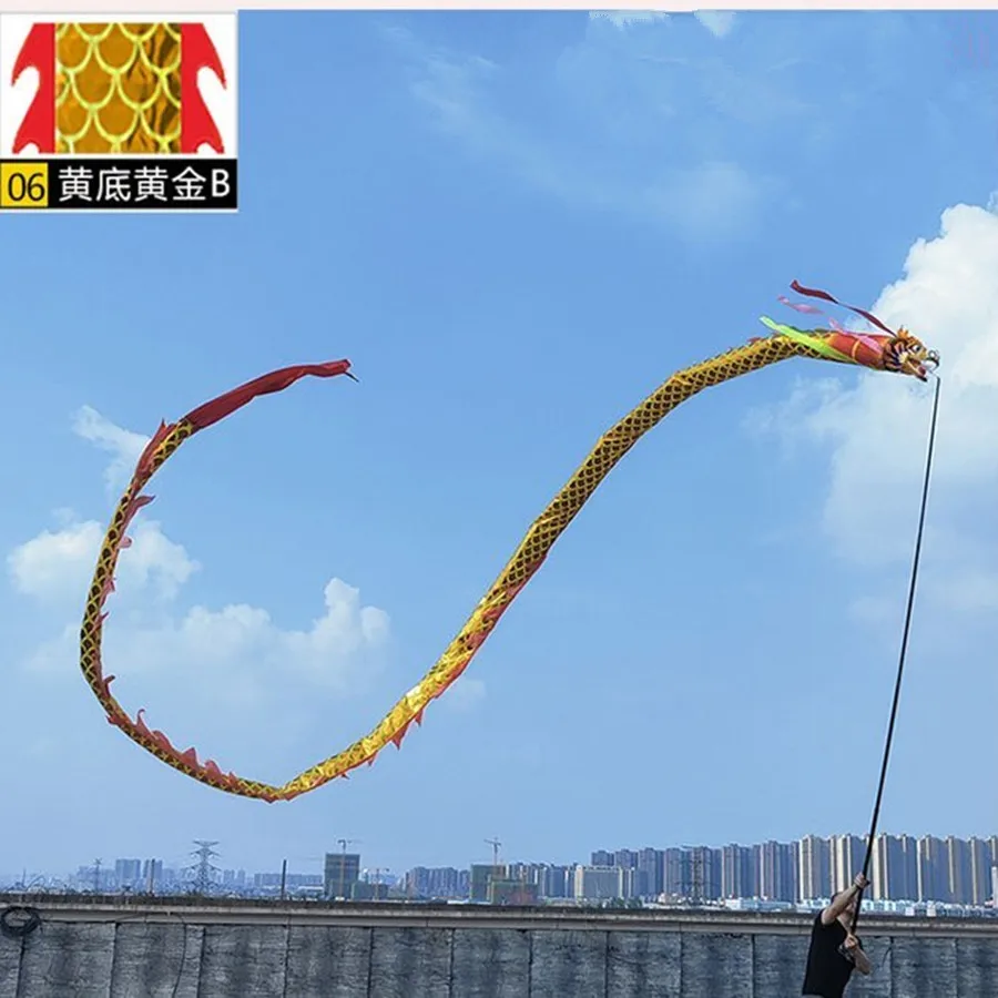 10m Small Scale High Pole Dragon Dance  With Head Flying Dragon Ribbon Festival Christmas Celebration ( Not Include Pole)