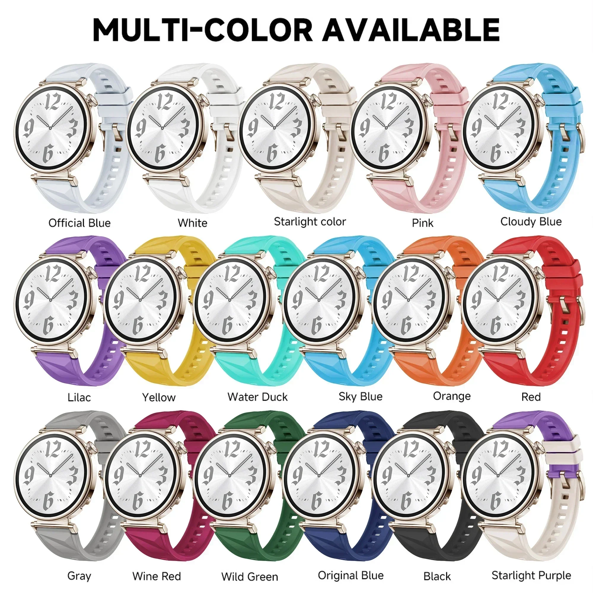18mm Silicone Strap for Huawei Watch GT6 41mm GT5Pro 42mm Replacement Watchband Bracelet for Huawei GT5/GT4 41mm Women Wristband