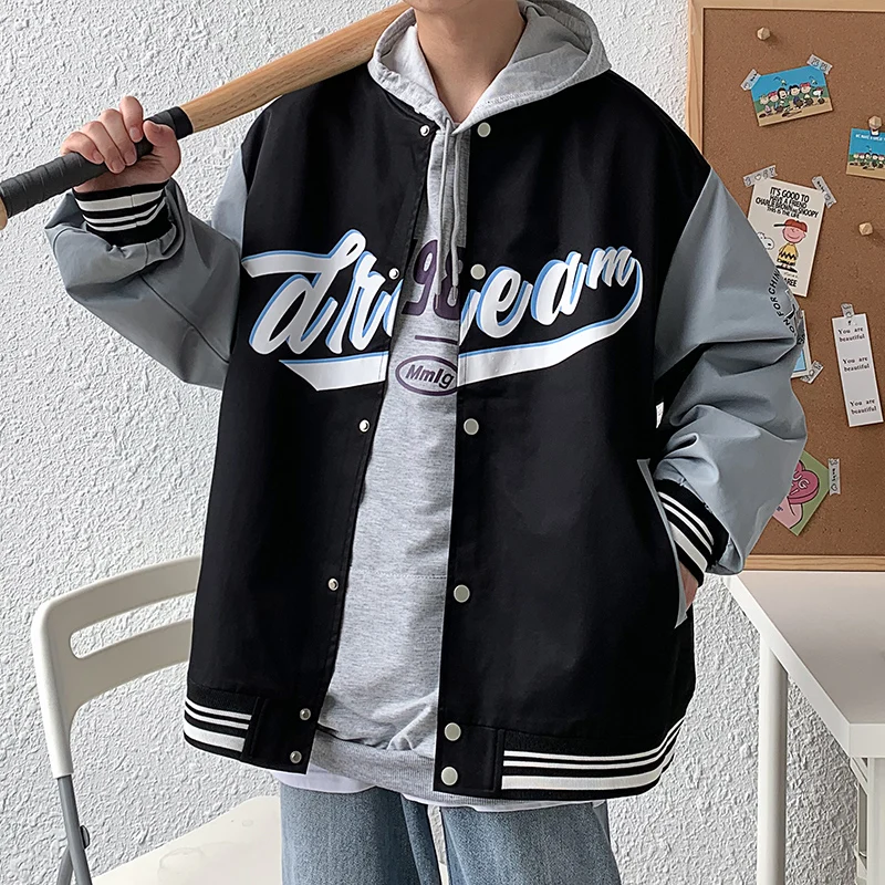 

High Quality Bomber Jacket Men's Spring and Autumn Baseball Uniforms Boys Couple Loose Tide Brand Casual Clothing Plue Size