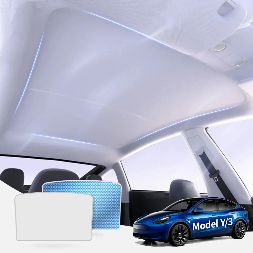 Faltbarer Dachsonnenschutz für Model 3 2021-2025 inkl. Highland & Model Y 2021-2025, UV-Schutz für Glasdach