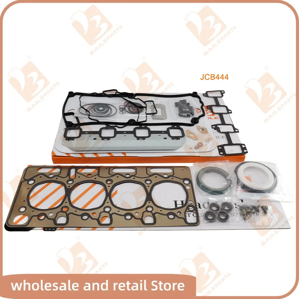 JCB444 Full Gasket Kit Set Engine JCB 444 Spare Parts 4 Cylinders Piston Ring 103*3HK+2.5+4mm Overhaul Rebuild Kit