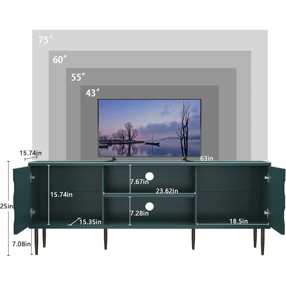ern TV Stand or 65/70inch TV, Entertainment Center with Storage Cabinet and Open Shelves, Emed TV Stand, TV and Media ole or Liv