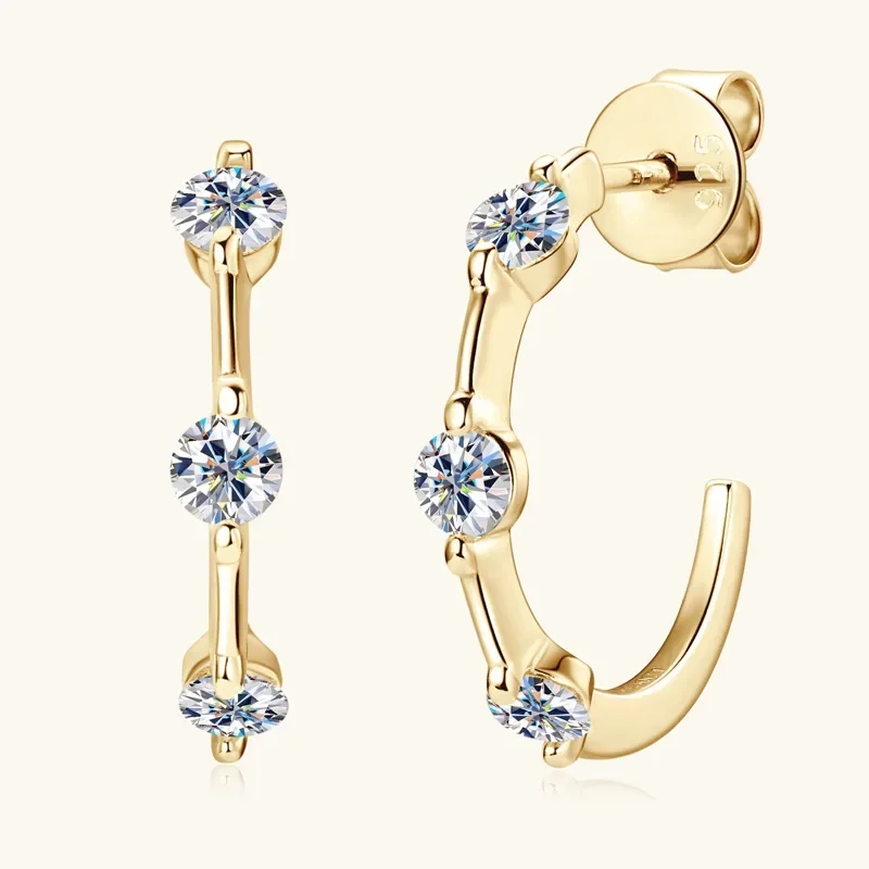 

2024 Gold Hoop Earrings S925 Sterling Silver Open Hoop Moissanite Earrings with 18K White Gold Plated for Women Girls Gift