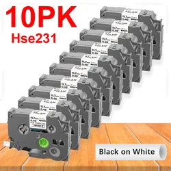 10PK 6/9/12/18/24mm Hse-231 uyumlu Brother isı Shrink tüp Hse-211 221 241 hse211 231 631 Brother p-touch etiket yazıcı için