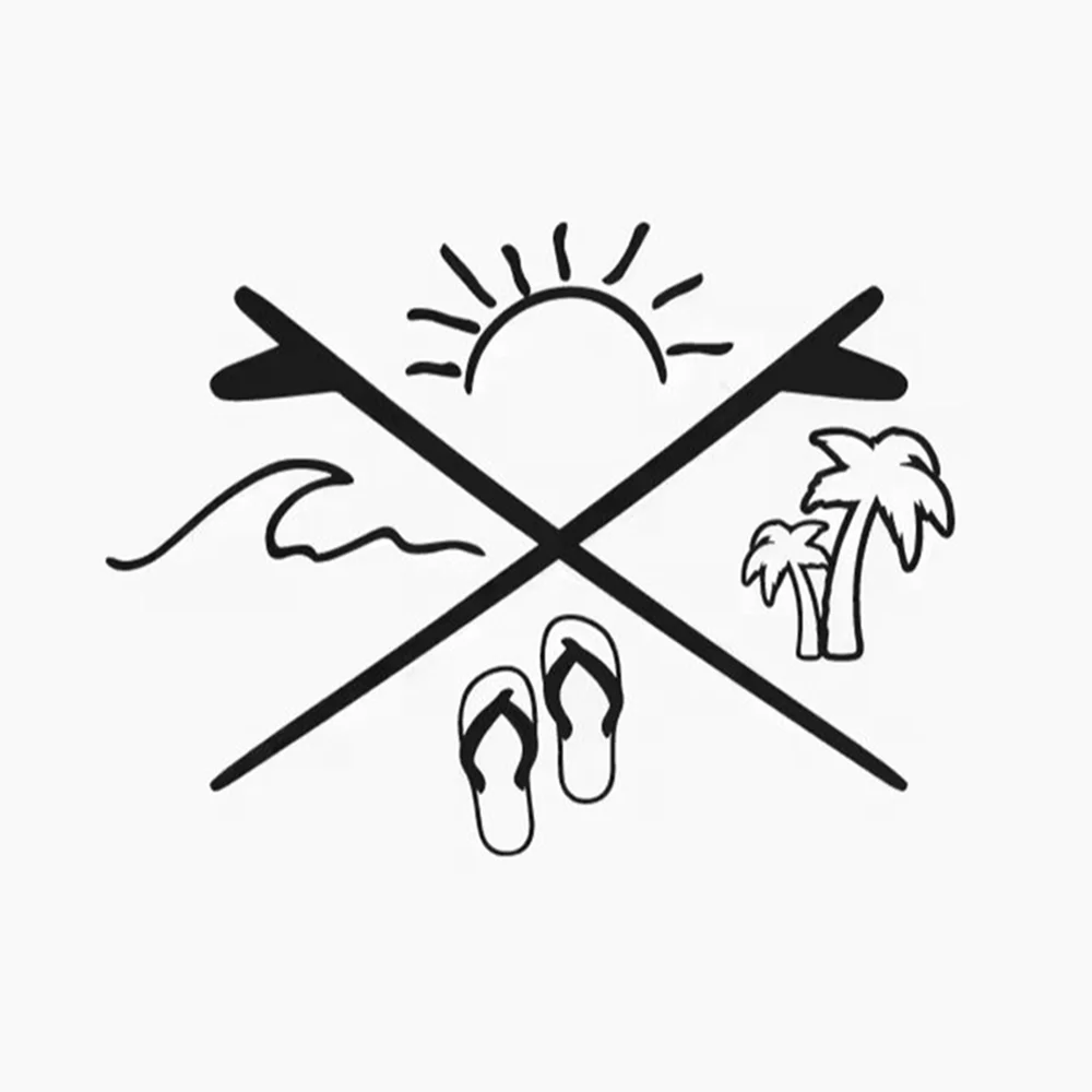 Summer Surf Vinyl Car Stickers Waterproof Decals for SUV Truck Van Beach Travel Wave Design Auto Decor Accessories