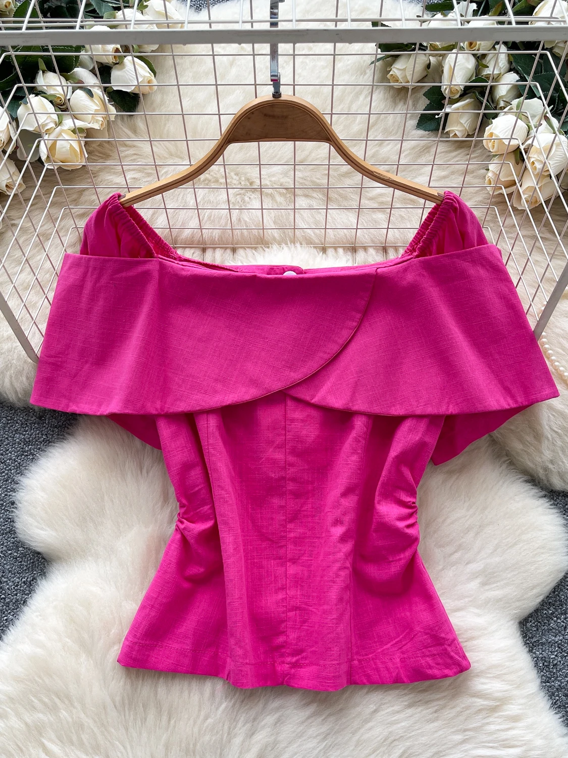 Sli Faionable Colletto monospalla Splice Bottone singolo Slim Fit Donna Estate Versatile Ele irt Commute Sle