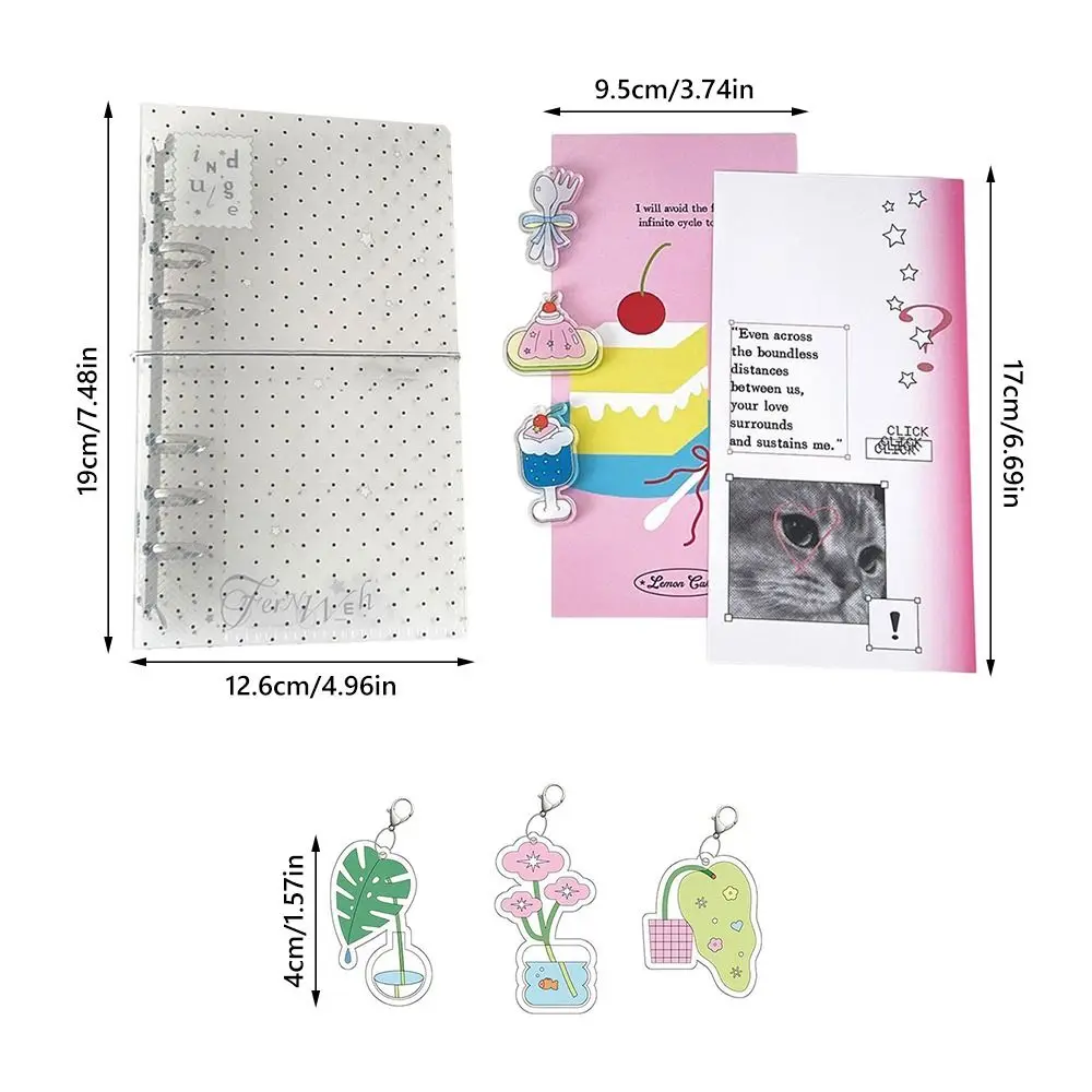 A6 Loose Leaf Notebook Transparent Wave Point Design Handwritten Journal Multi-functional Strap Design Planner School Office