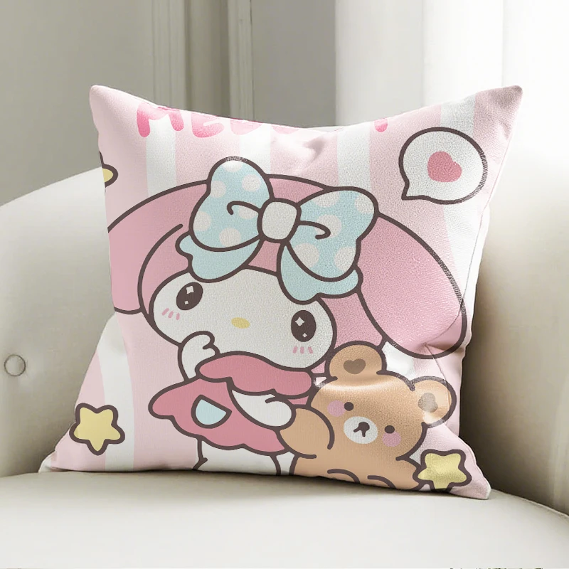 

Sanrio My Melody Pillow Cover Teddy Bear Pattern Decorative Cushion Sofa Bedroom Kids Fan Gift