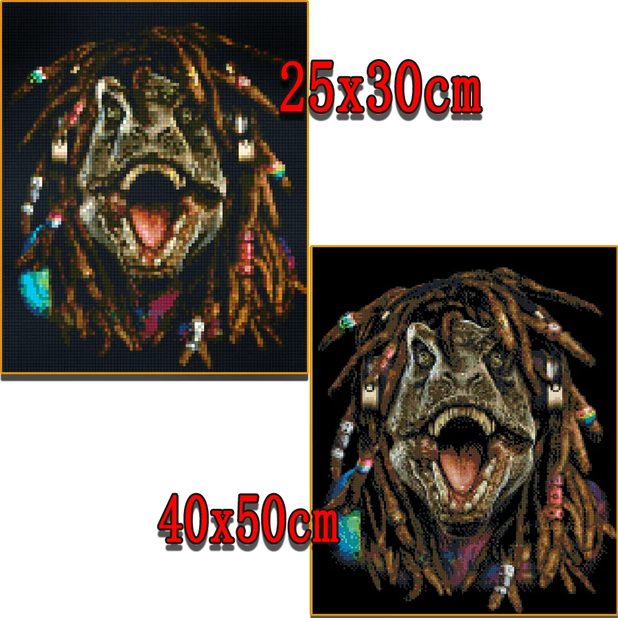 الحيوان الذئب مع المجدل الماس اللوحة الماس التطريز الدب أورانغوتان التمساح القط الكلب الراين التطريز فسيفساء