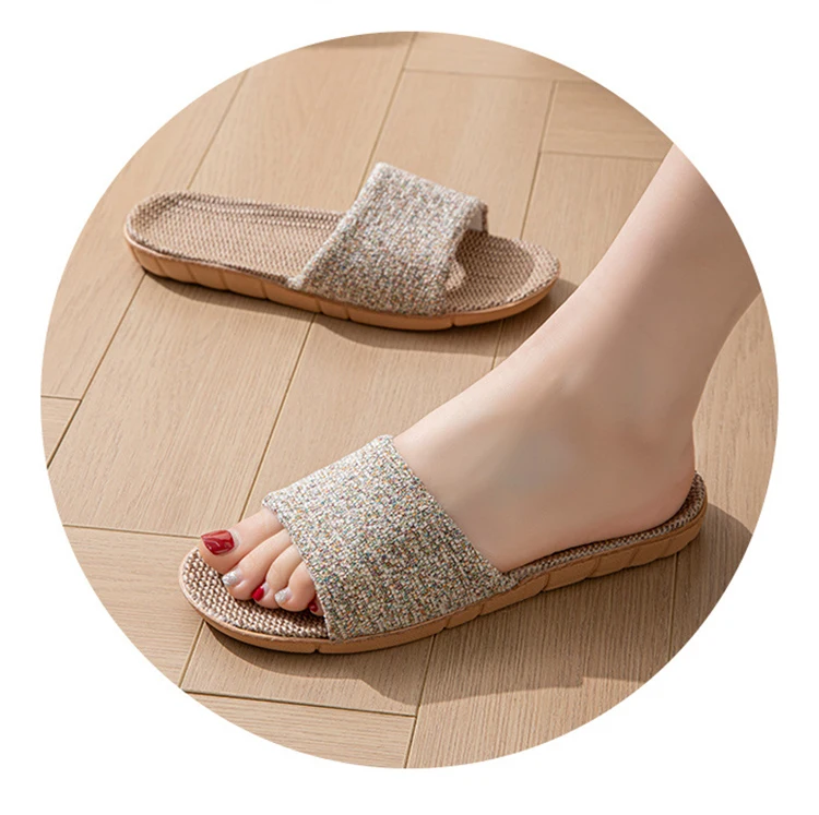 Hanf Casual Damen Hausschuhe Hause Wohnungen Frühling Sommer Luxus Designer Frau Schuhe 2026 Mode Indoor Rutschen Paar Leichte – Detail 3