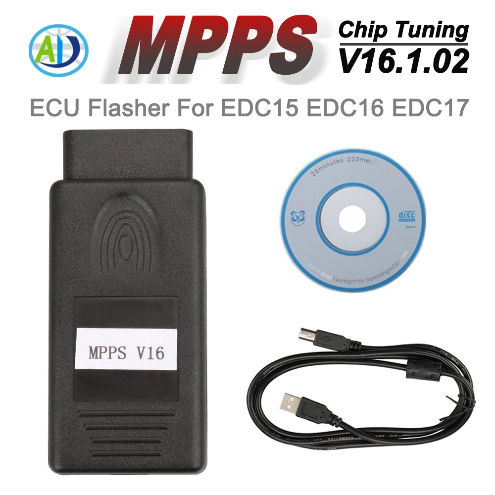 MPPS V16 Auto ECU Chip Tuning Tool for EDC15 EDC16 EDC17 ME7 MPPS V16.1.02 Multi-Language CHECKSUM Read Write OBDII ECU Flasher