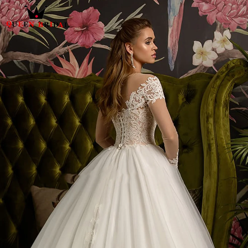 매력적인 우아한 럭셔리 긴 소매 웨딩 드레스 아플리케 구슬 바닥 길이 신부 가운 vestido de novia 사용자 정의 크기