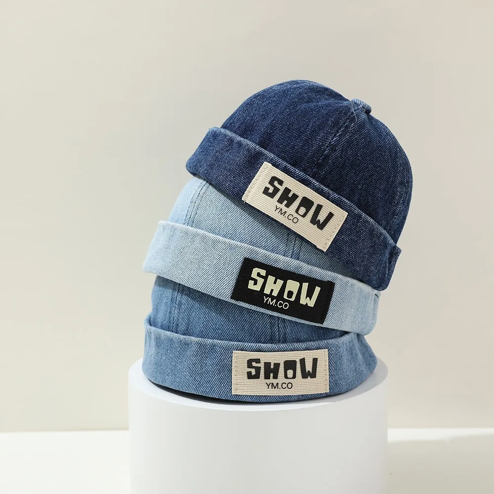 

Retro Washed Denim Baby Brimless Hat Letter Embroidered Adjustable Kids Docker Caps Melon Cap 1-3Y Children