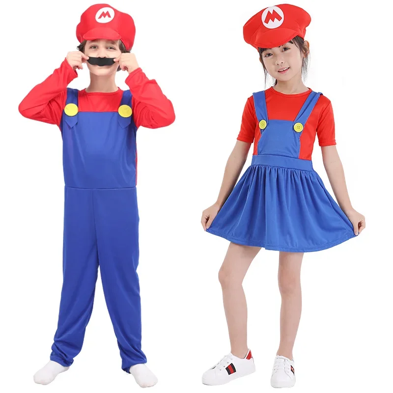 Engraçado Super Irmão Mari Bros Fantasia Macacão para homens, Anime Cosplay Traje, Traje de vestido, Carnaval, Halloween, Adulto, Kids Game